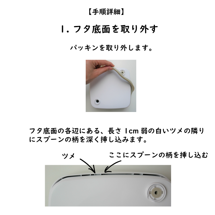 アンコムンセビアのフタ内部のクリーニング方法