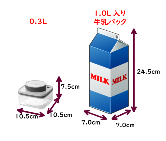 真空保存容器ターンシール(真空保存容器ターンエヌシール)0.3Lの寸法